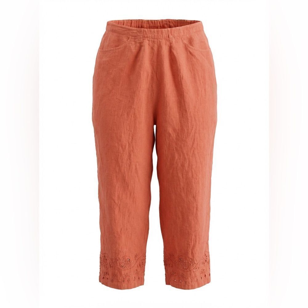 Sigrid Olsen women’s linen pants orange size 20w eyelet style on bottoms